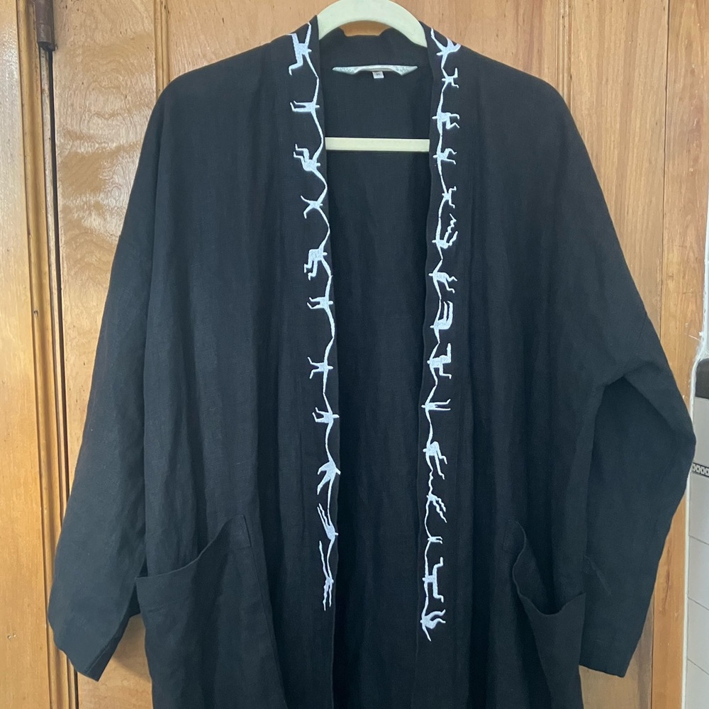 SALTER HOUSE x CECILE MCLORIN SALVANT LINEN ROBE, BLACK M
